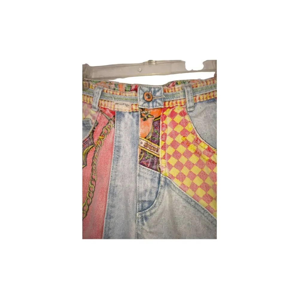 Vintage denim jeans Major Damage 80s 90s patchwork light acid wash denim patchwo - Picture 6 of 12